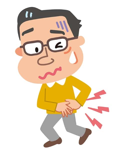 腹痛を訴える男性のイラスト