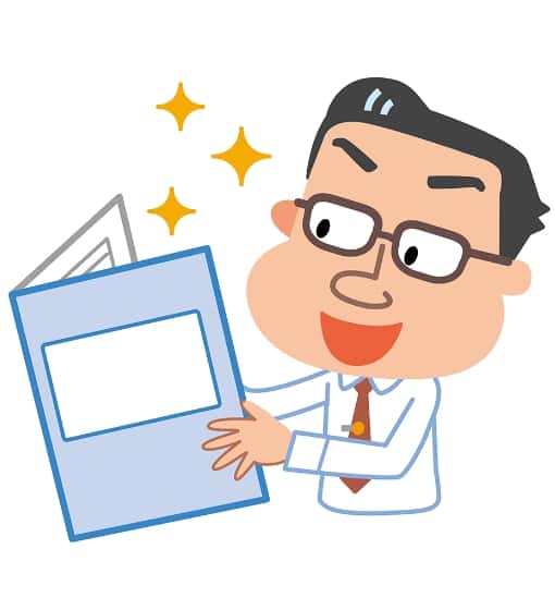 検査結果を読む男性のイラスト